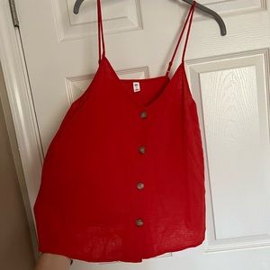 Red spaghetti strap tank